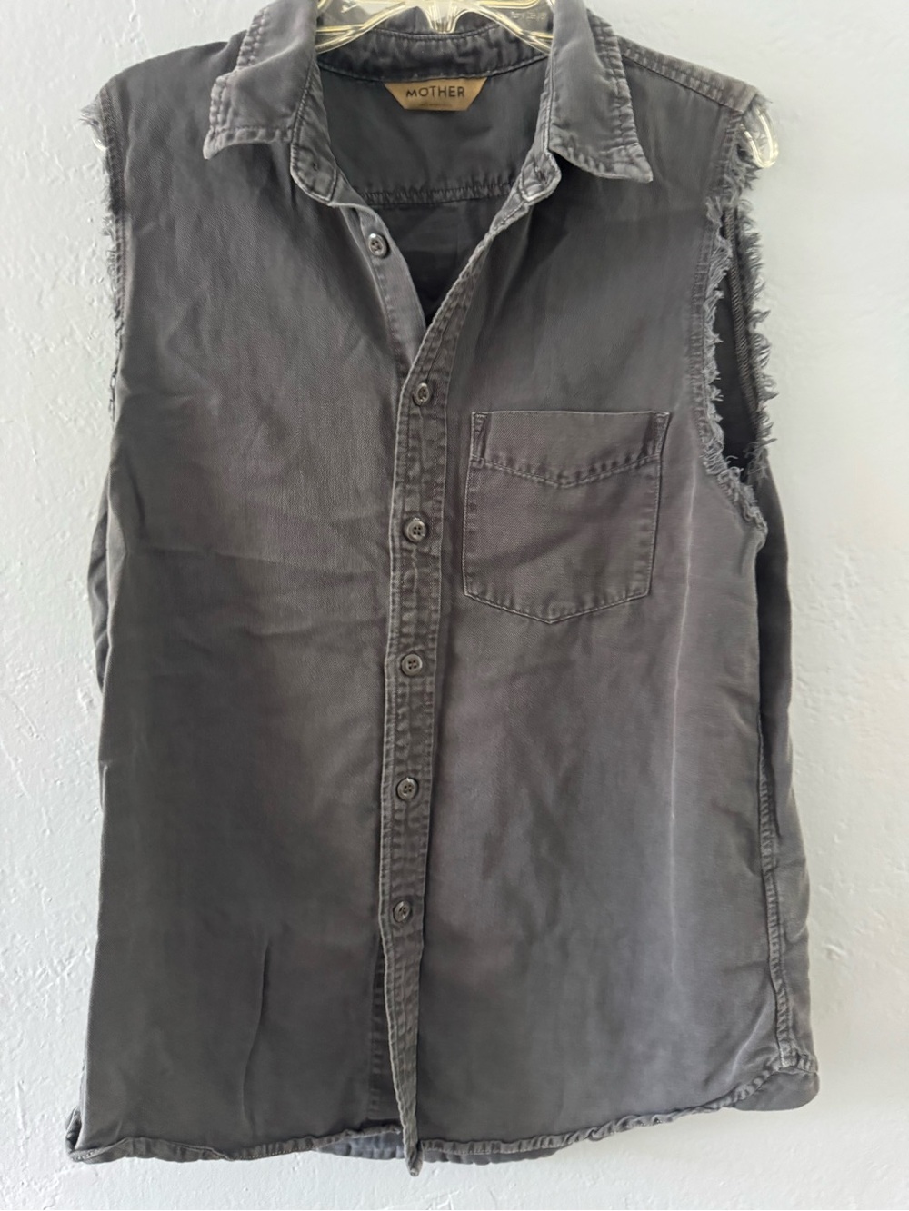 MOTHER Black Washed Sleeveless Button Up Shirt Women’s Medium
